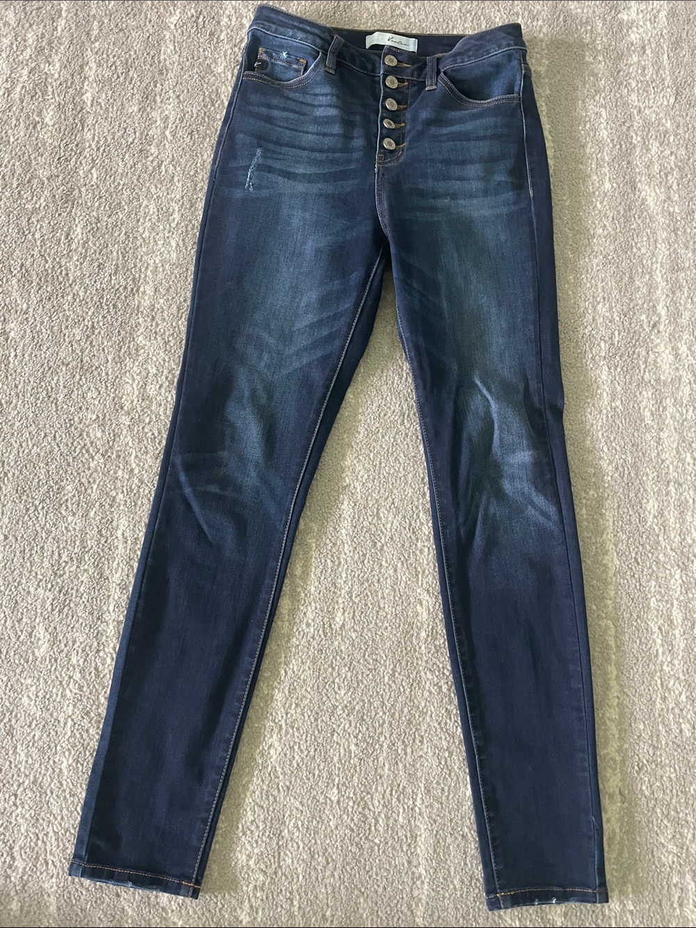 KanCan Dark Blue Button-Fly Skinny Jeans